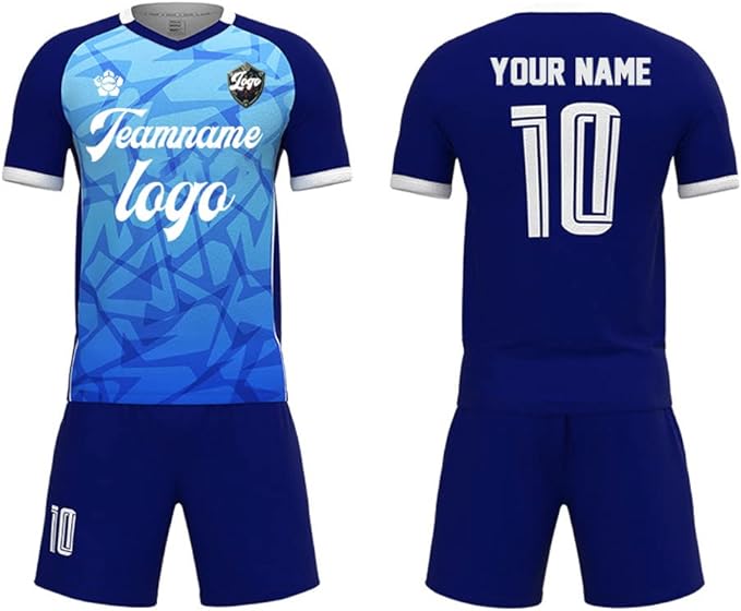 Custom V-Neck Jersey Soccer Uniform with Logo Text Number