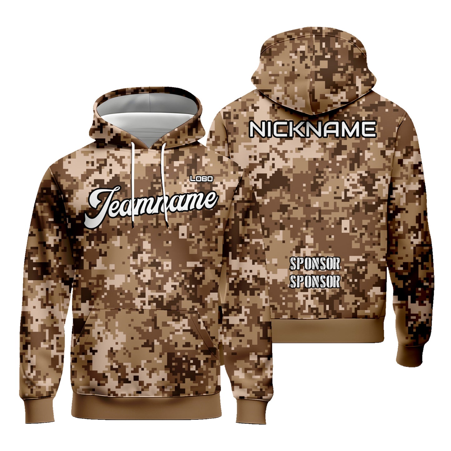 Custom Unisex Graphic Camouflage Hoodies Sublimation Sweatshirt