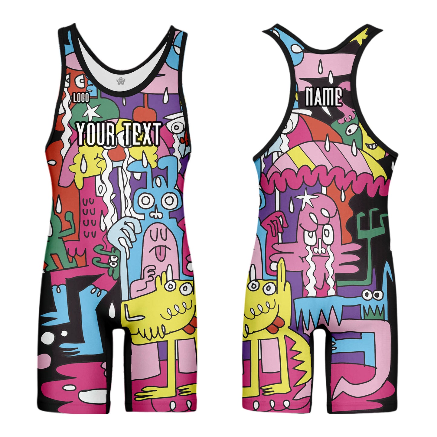 Custom Men Women Cartoon Sports Wrestling Singlet