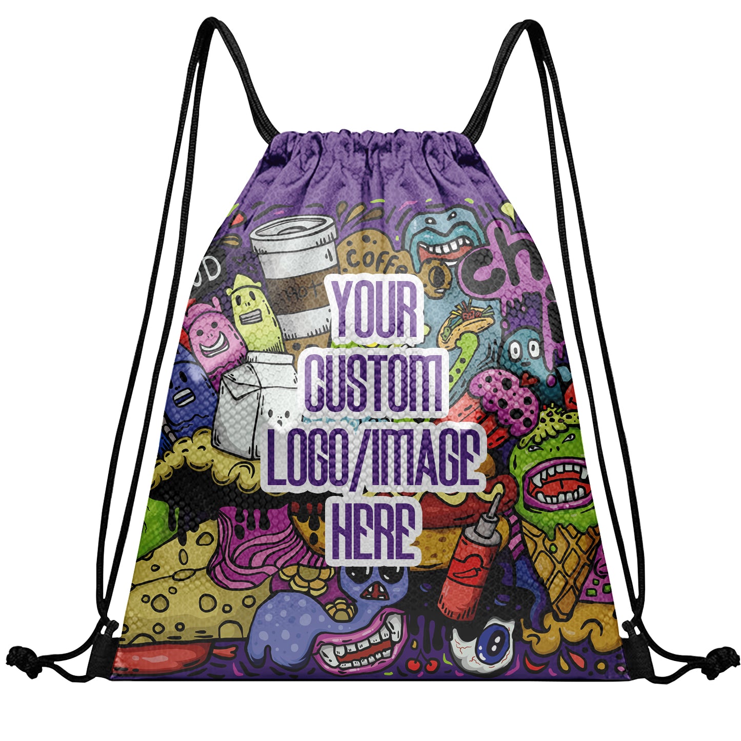 Personalized Cartoon Drawstring Backpack Bag Gym Sackpack for Team