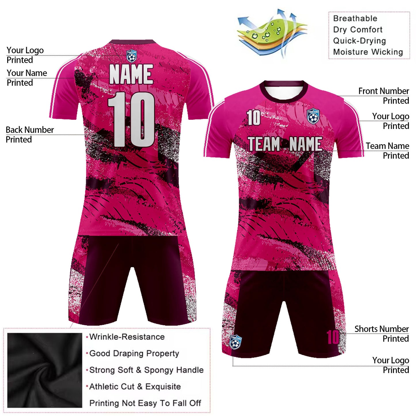 Custom Pink Graffiti Design Soccer Uniform