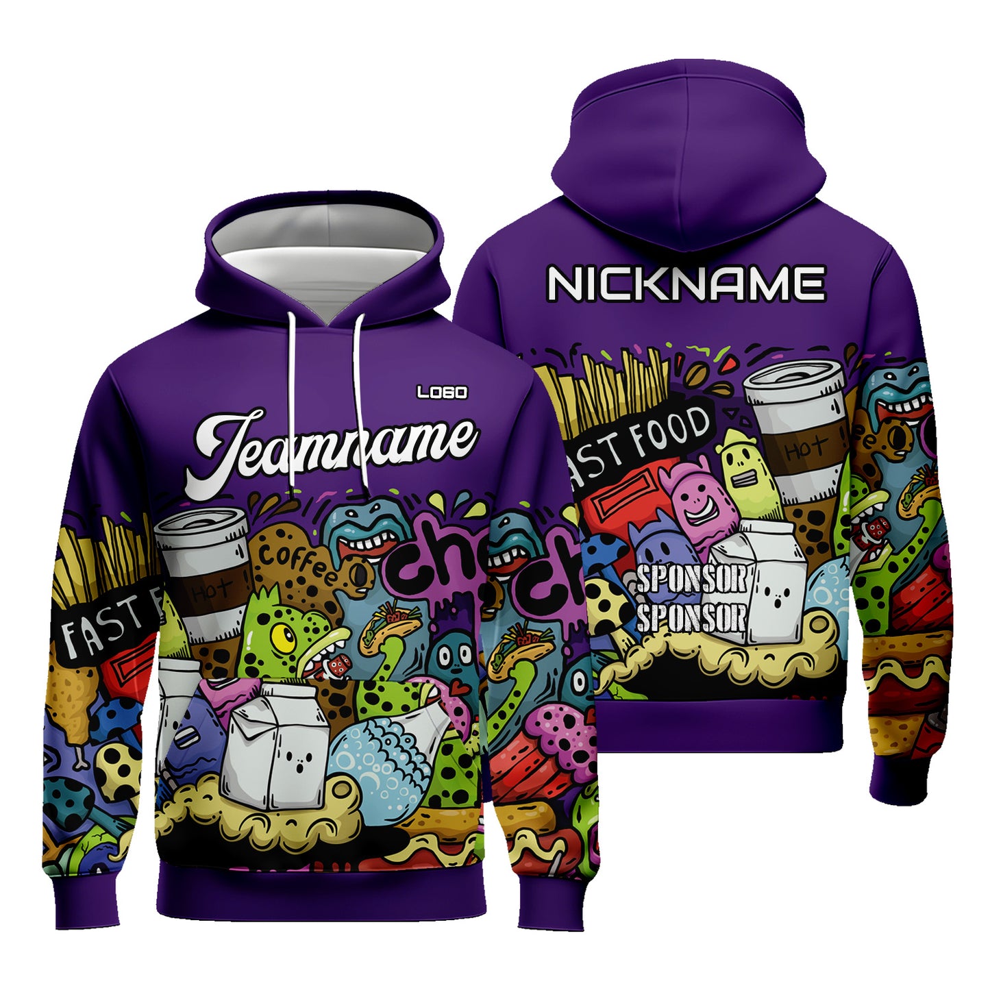 Custom Unisex Graphic Cartoon Hoodies Sublimation Sweatshirt