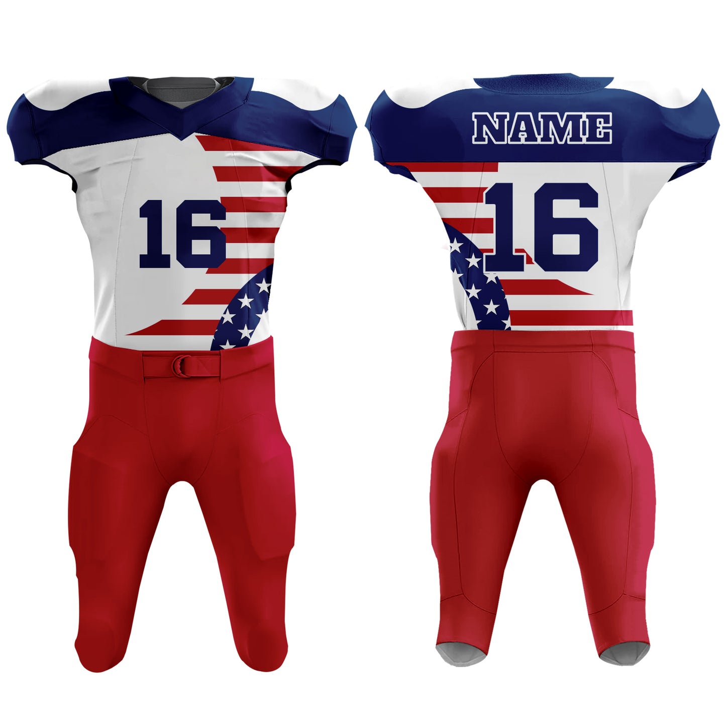 Custom Football Uniform USA Flag Stars and Stripes T-Shirt