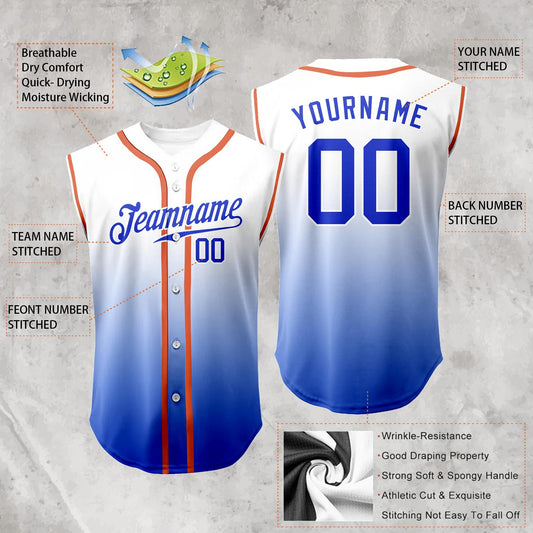 Personalized Gradient Sleeveless Baseball Jersey with Name Number Logo