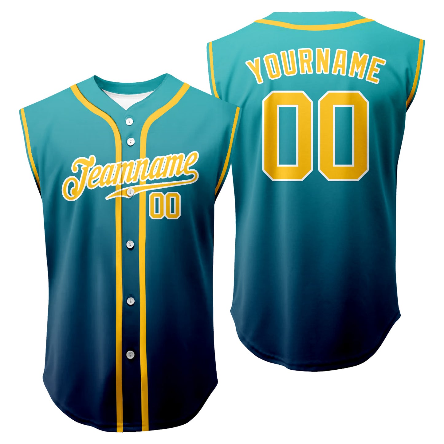 Personalized Gradient Sleeveless Baseball Jersey with Name Number Logo