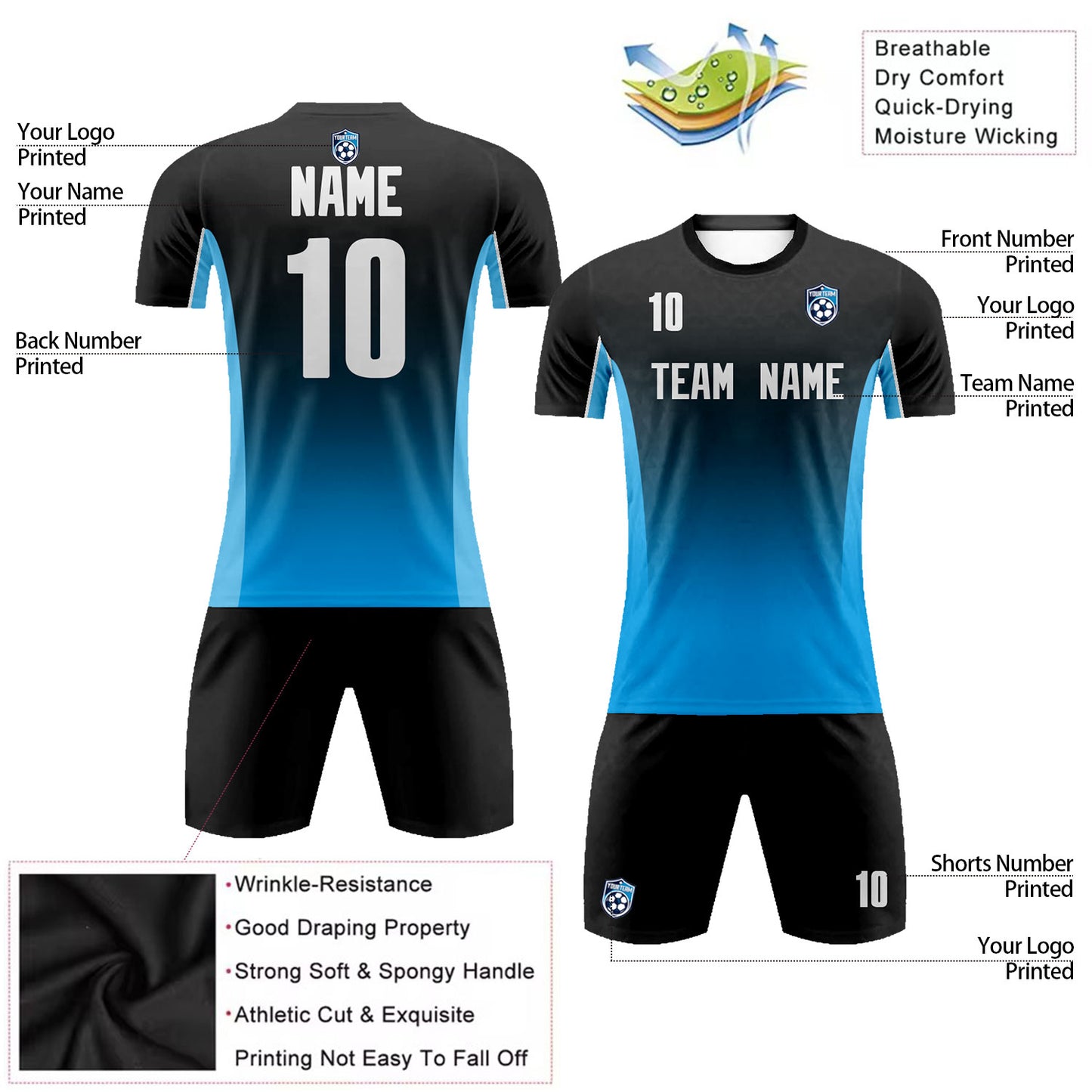 Soccer Jersey Unisex Sportswear Team Training Uniform