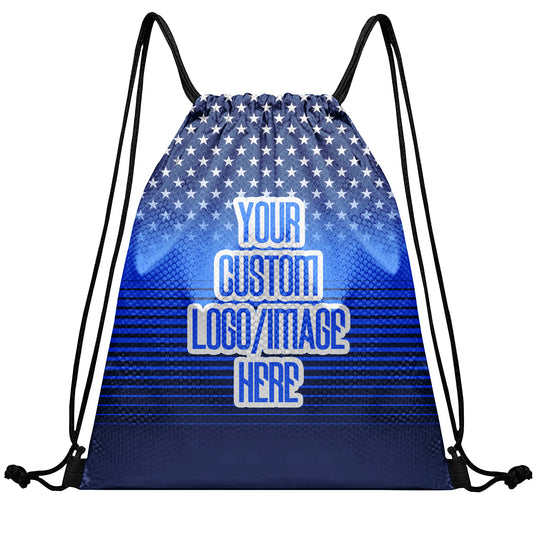 Made Your Own Honor Respect Thin Blue Flag Drawstring Backpack
