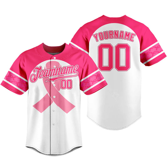 Custom Baseball Jersey White Pink T-shirts