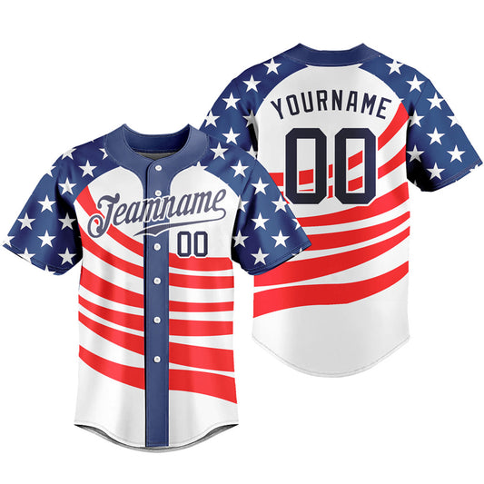 Custom Baseball Jersey Stripe Star Flag Casual T-shirts