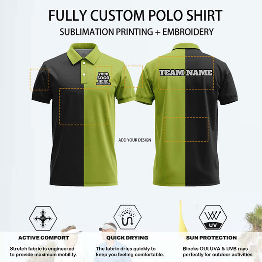 Custom Men Graphic Polo Shirts Short Sleeve Golf Jersey