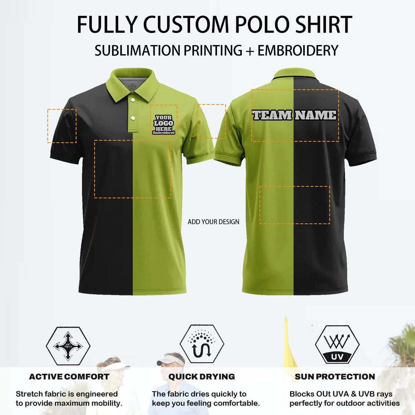 Custom Men Graphic Polo Shirts Sublimation Short Sleeve T Shirts