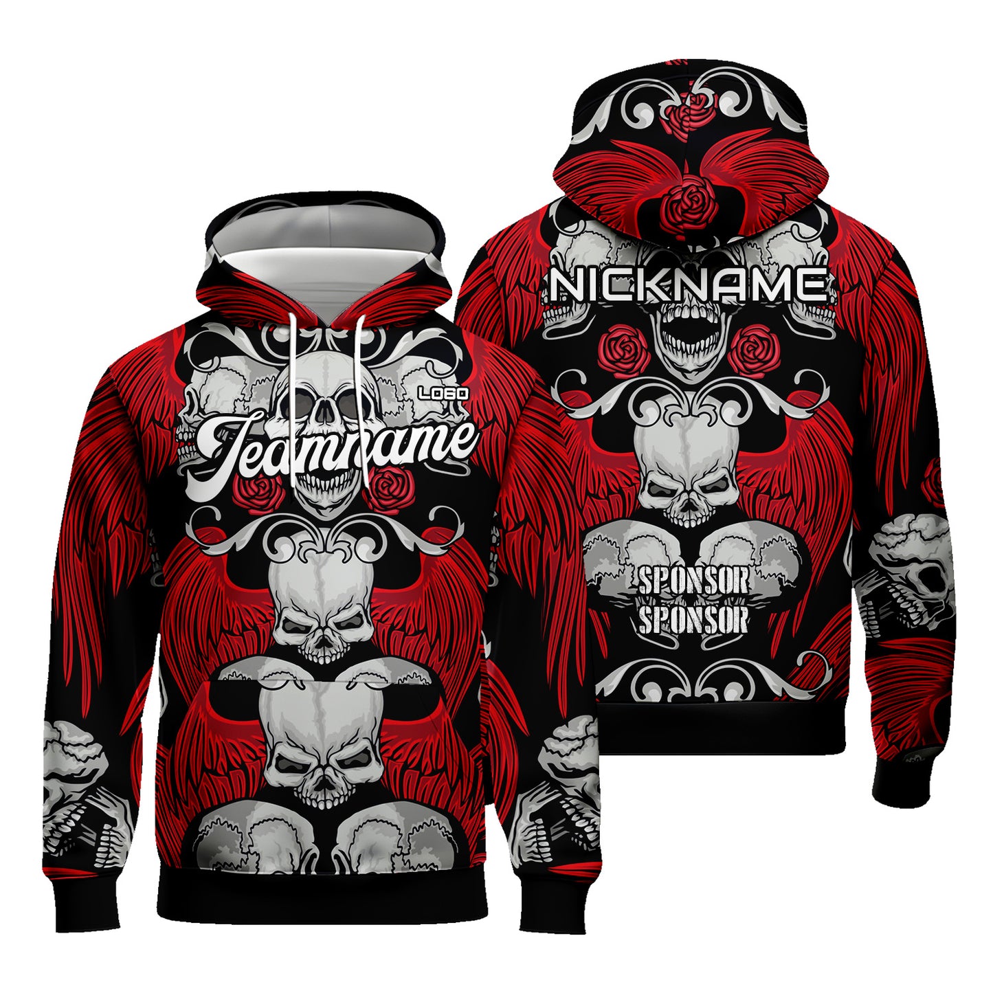 Custom Skull Unisex Graphic Hoodies Baseball Sweatshirts