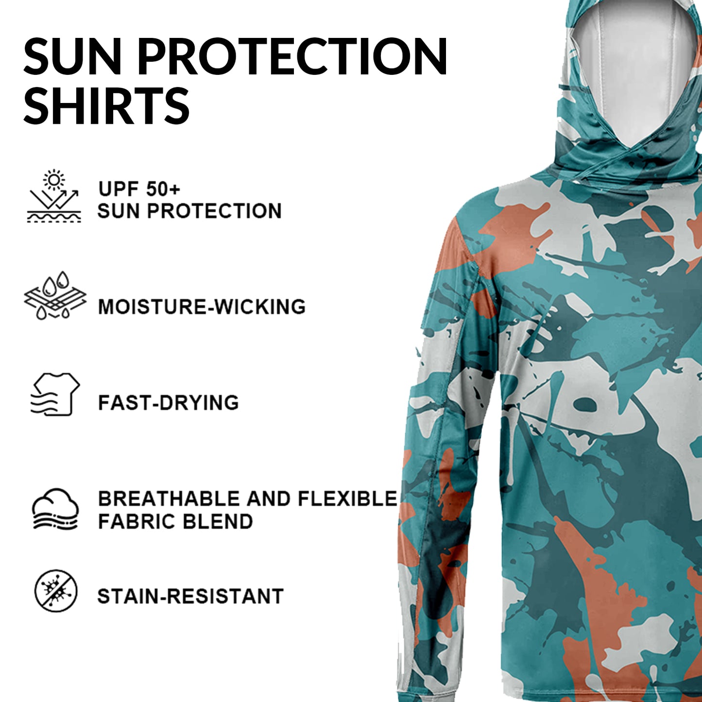 Unisex Camouflage Sun Shirt Hooded Add Your Text Photo
