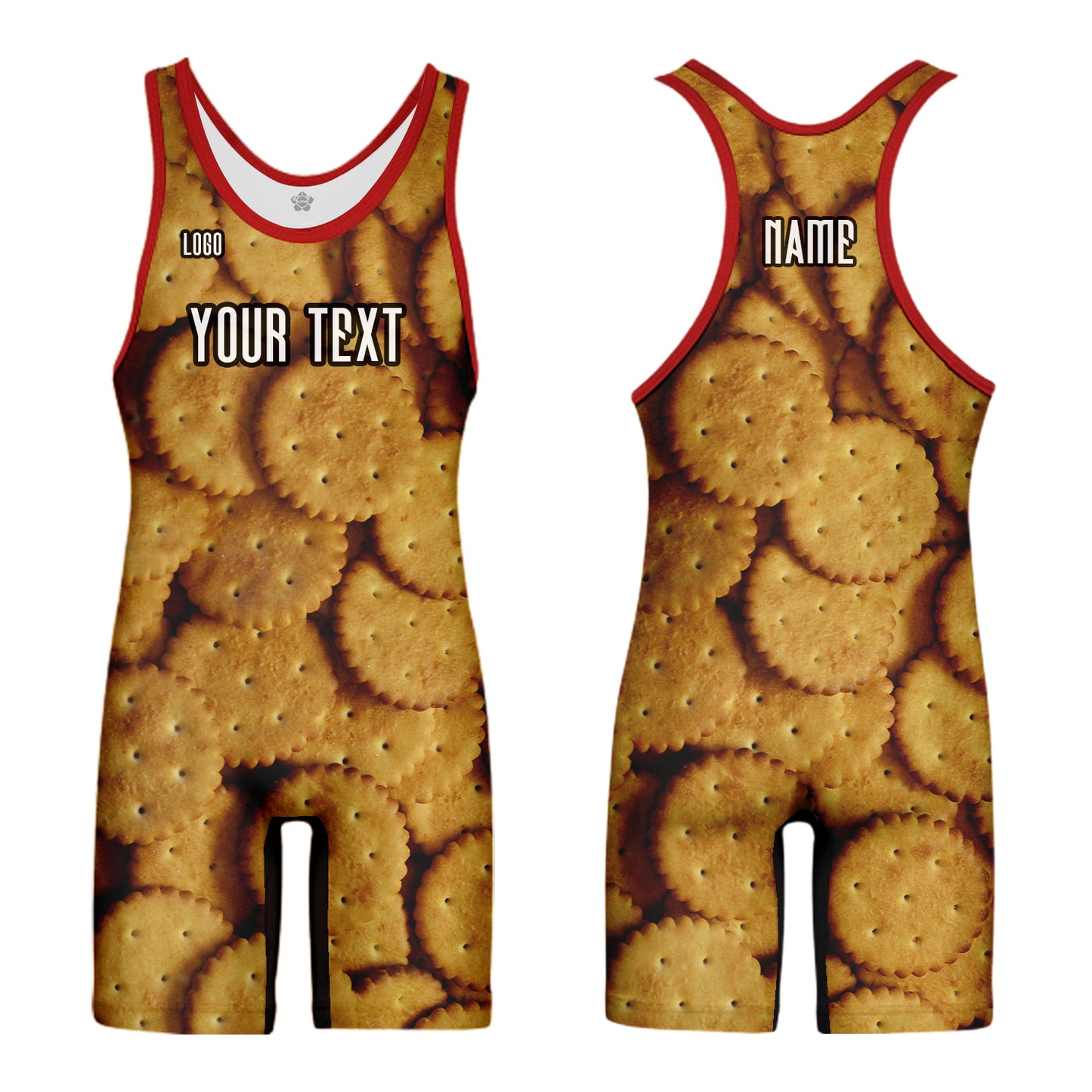 Custom Men Women Funny Biscuit Athletic Wrestling Singlet