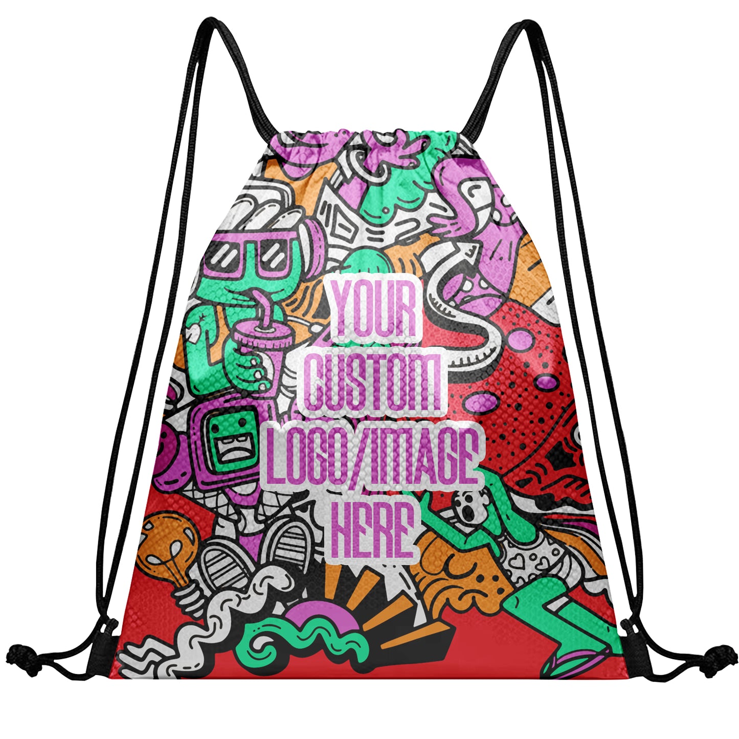 Personalized Cartoon Drawstring Backpack Bag Gym Sackpack for Team