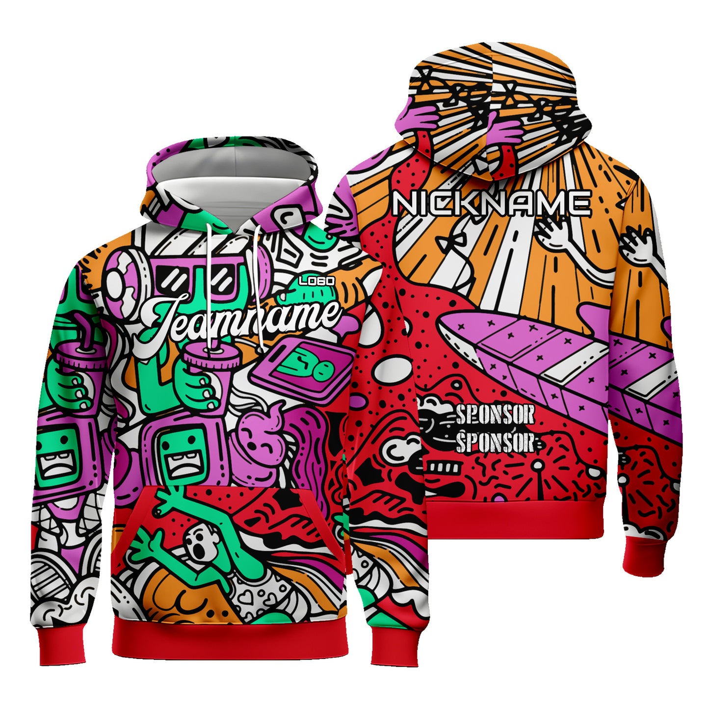 Custom Unisex Graphic Cartoon Hoodies Sublimation Sweatshirt