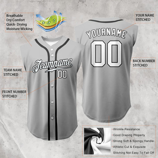 Custom Sleeveless Solid Baseball Jersey Full Button Vest