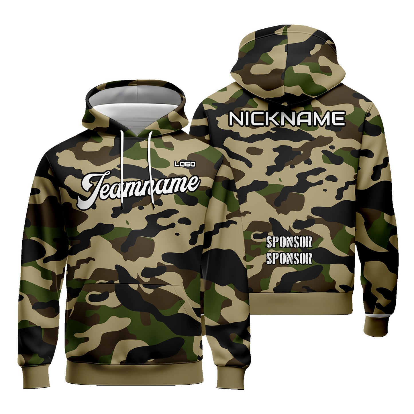 Custom Unisex Graphic Camouflage Hoodies Sublimation Sweatshirt