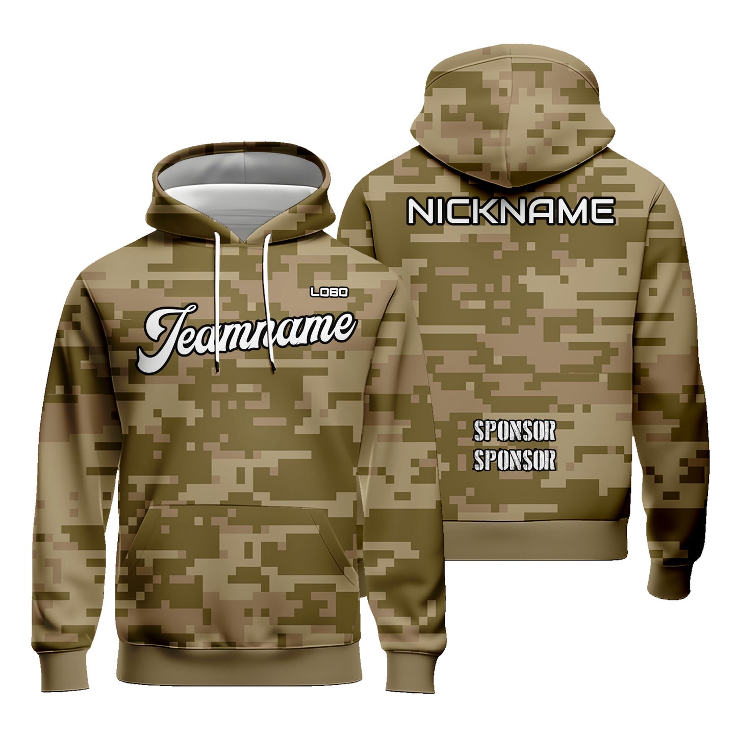 Custom Unisex Graphic Camouflage Hoodies Sublimation Sweatshirt