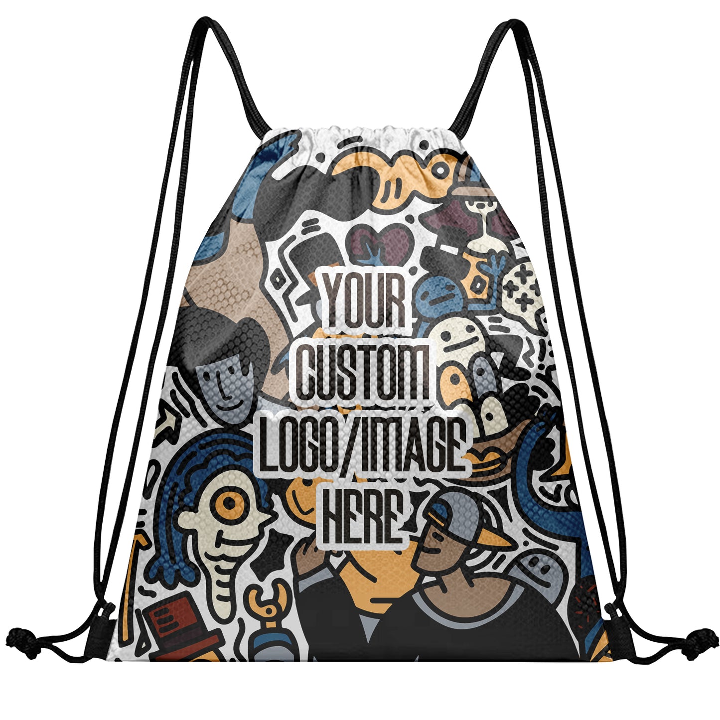 Personalized Cartoon Drawstring Backpack Bag Gym Sackpack for Team