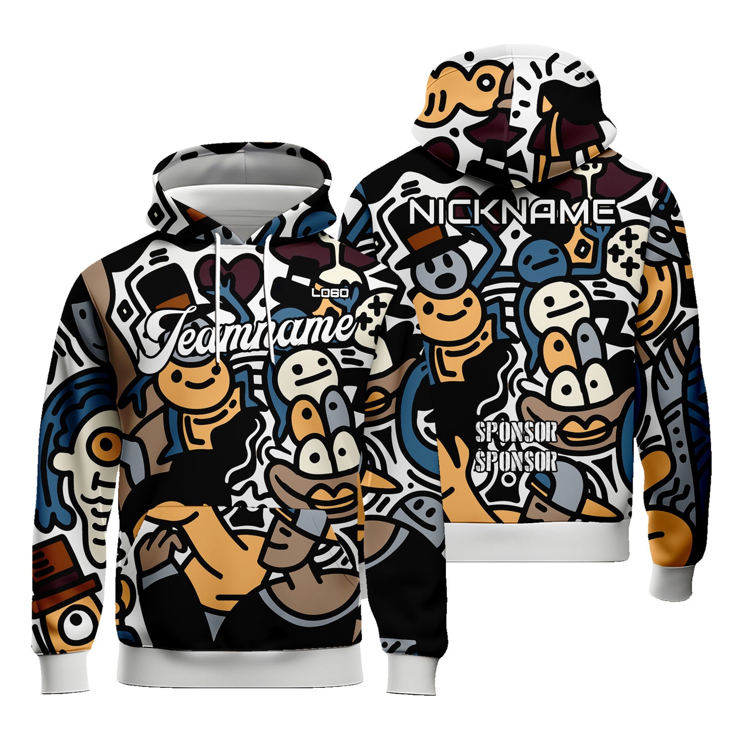 Custom Unisex Graphic Cartoon Hoodies Sublimation Sweatshirt