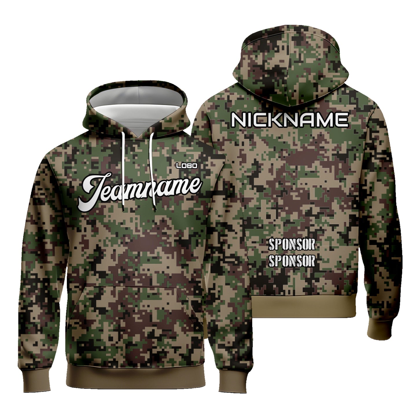 Custom Unisex Graphic Camouflage Hoodies Sublimation Sweatshirt