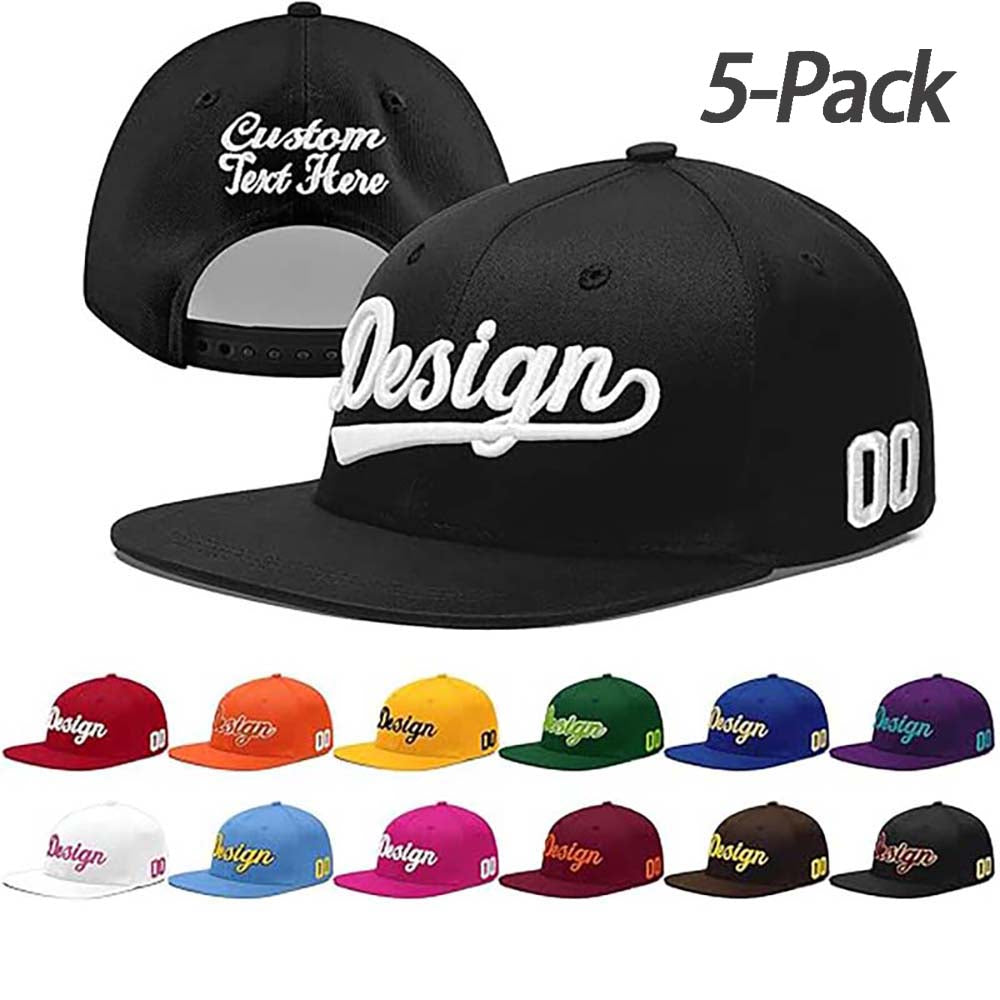 Custom Men Women Embroidery Baseball Hat Sun Cap DIY Design 5 Pack