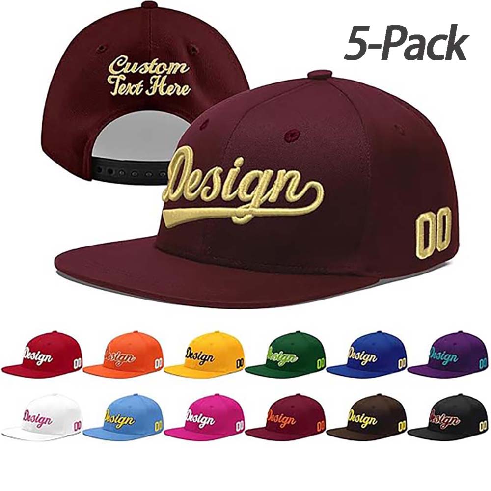 Custom Men Women Embroidery Baseball Hat Sun Cap DIY Design 5 Pack