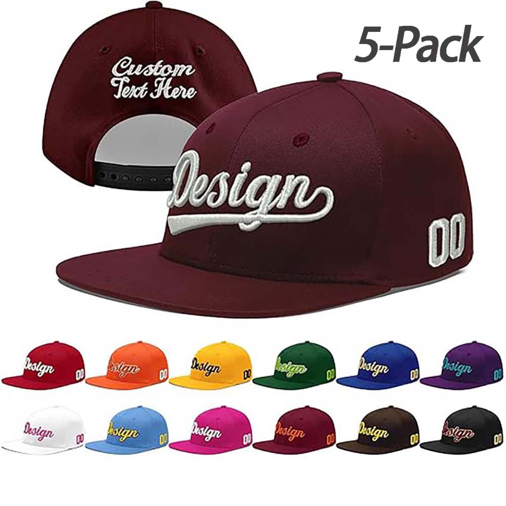 Custom Men Women Embroidery Baseball Hat Sun Cap DIY Design 5 Pack