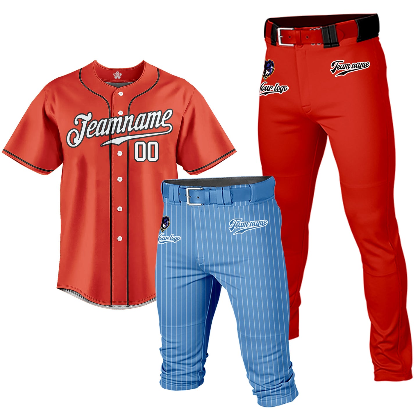 Custom Men Baseball Jersey Button Down Uniforms 3 Piece