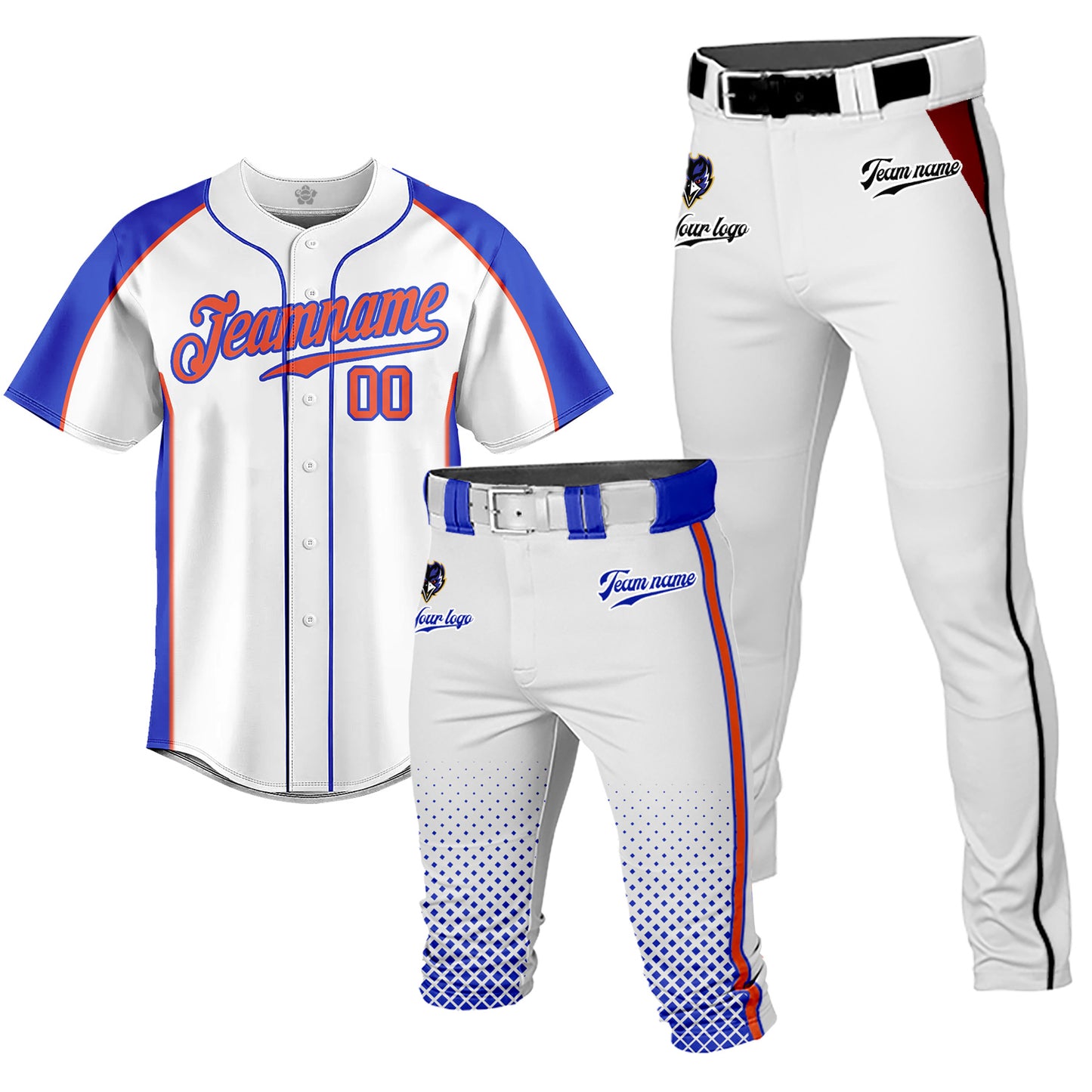 Custom Men Baseball Jersey Button Down Uniforms 3 Piece