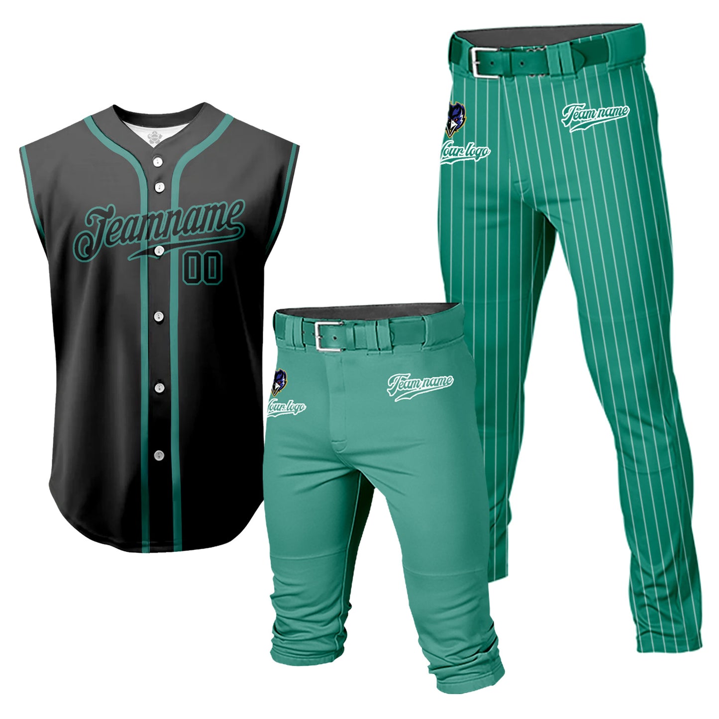 Custom Men Youth Baseball Jersey Sleeveless Shirts 3 Piece