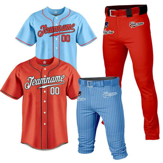 Custom Men Baseball Jersey Button Down Sweatsuit 4 Piece