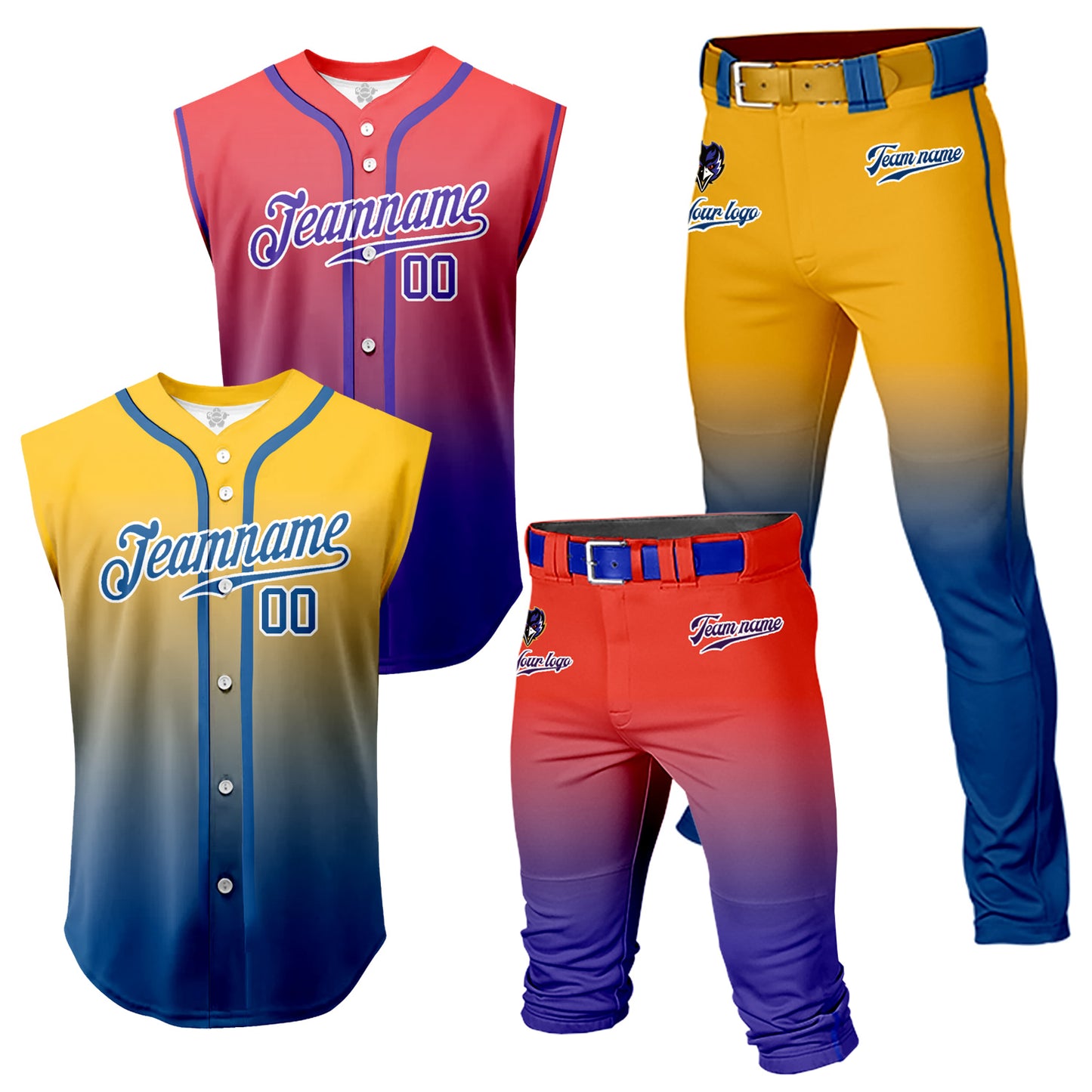 Custom Men Baseball Jersey Sports Sweatsuit 4 Piece