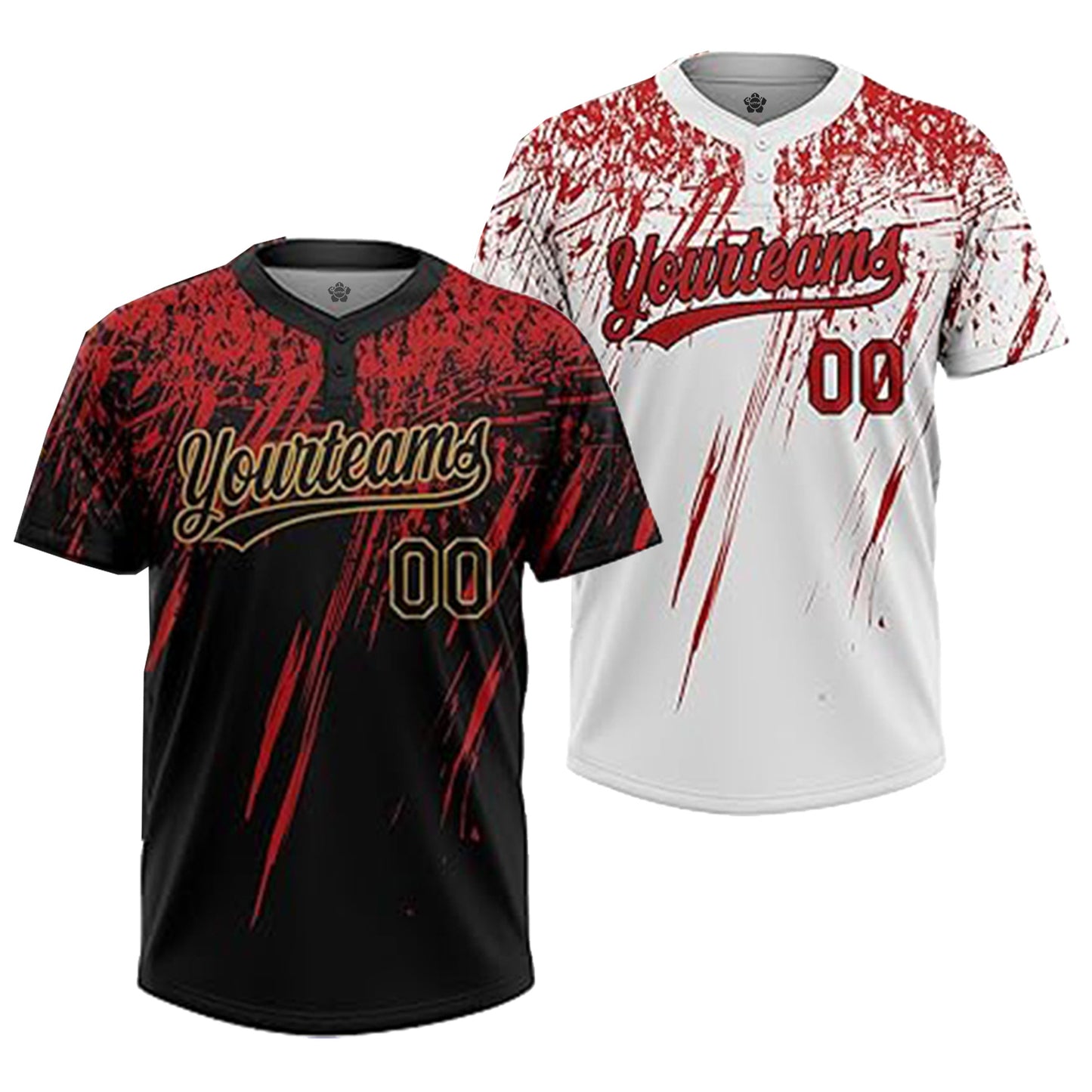 Custom Men Youth Baseball Jersey 2 Button Shirts 2 Set