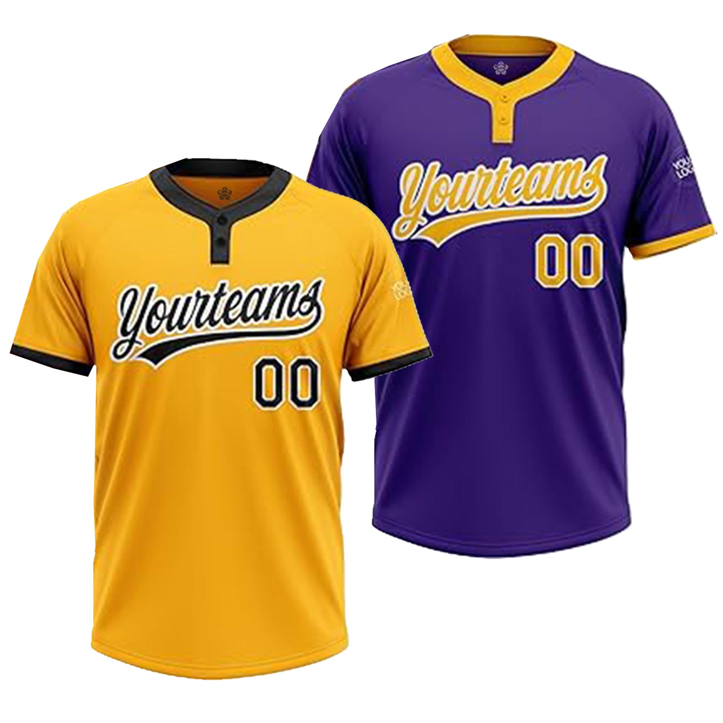 Custom Men Youth Baseball Jersey 2 Button Shirts 2 Set