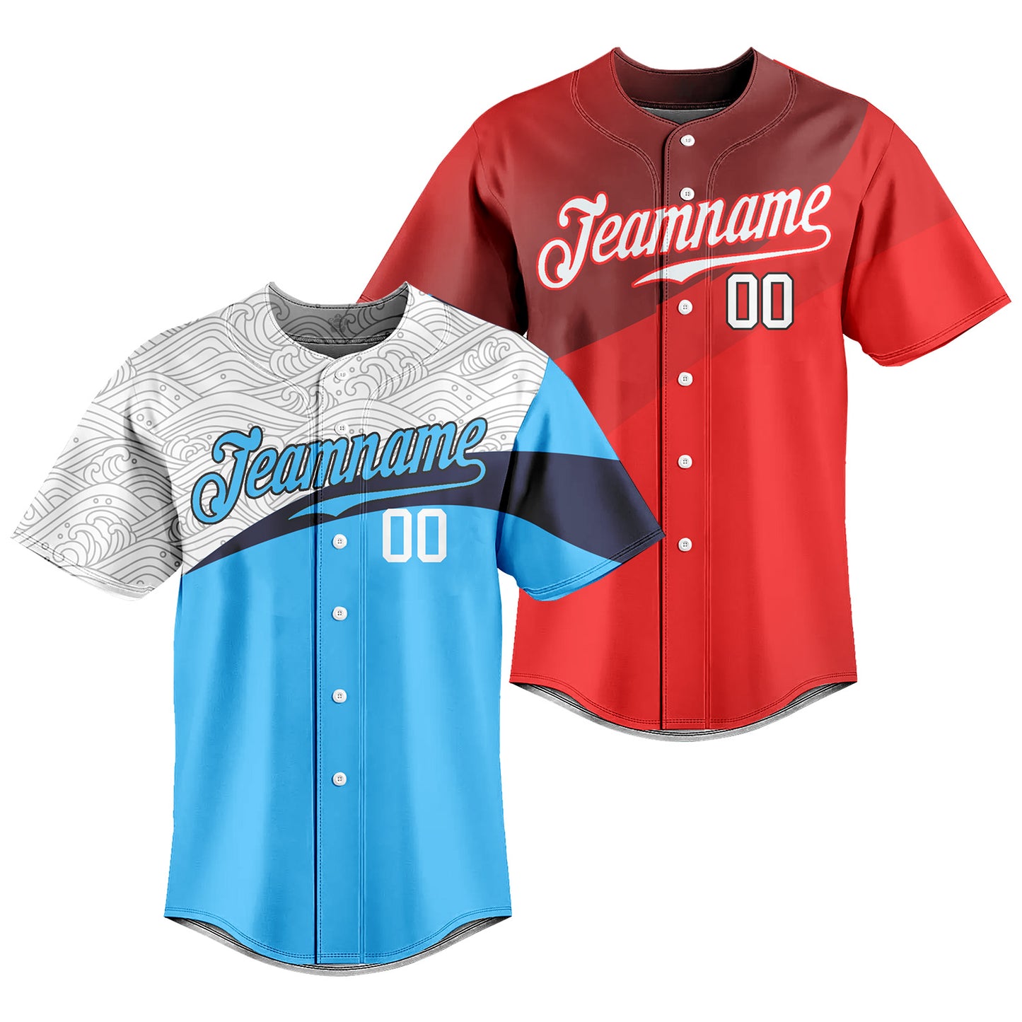 Custom Men Baseball Jersey Short Sleeve Shirts 2 Set