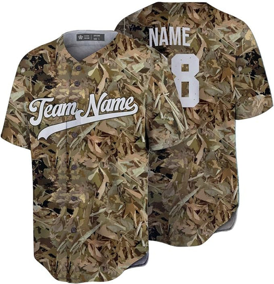 Personalized Jungle Camouflage Baseball Jerseys Full Button