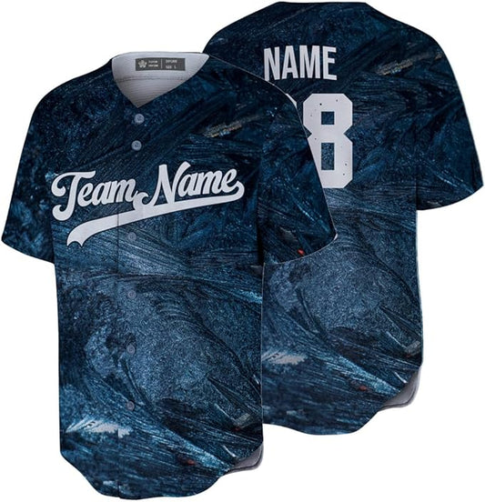 Personalized Navy Crystal Baseball Jerseys Full Button