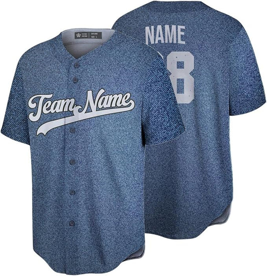 Personalized Denim Baseball Jerseys & Uniforms